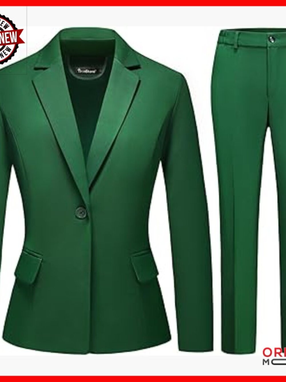 Slim Fit 2-Piece Suit Set Polyester Blend Blazer Pants Office Formal